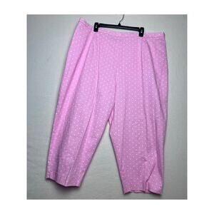 Briggs New York Women's Cropped Pink Polka Dot Pants Side Zip Size 24W